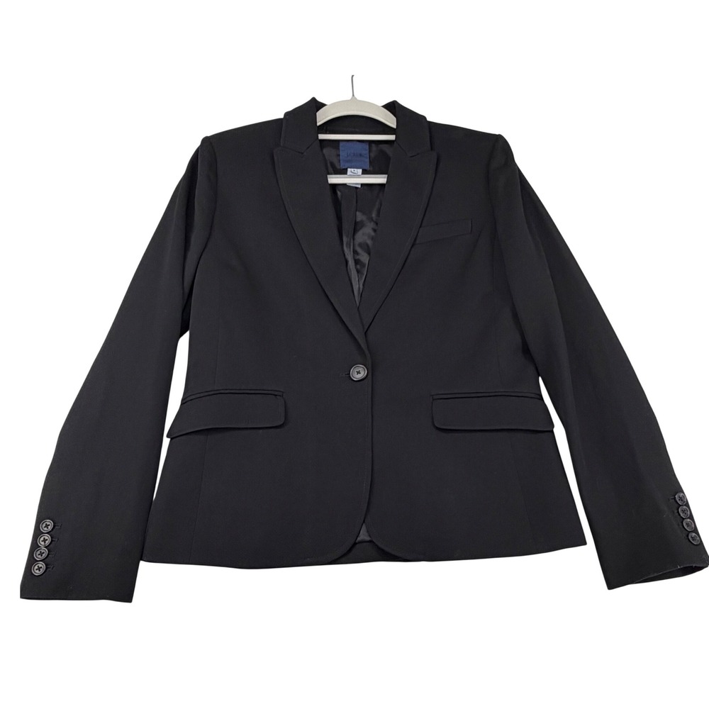 J.Crew Women 8 Black 100% Wool Blazer Single Button Career Professional Jacket